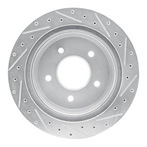 Ford E-150 Brake Rotor (1) - Rear Left - R1 Concepts - Drilled & Slotted - Silver - `04-`06